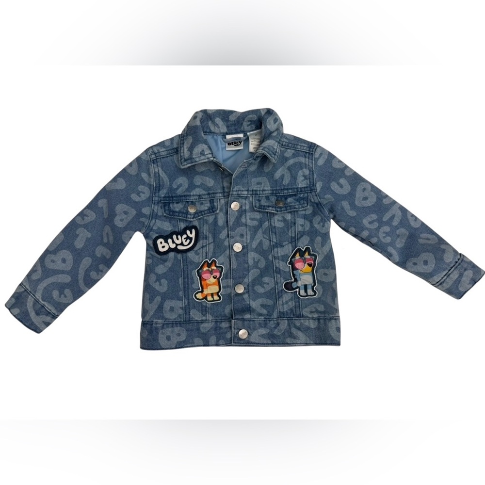 Bluey Kids Denim Jacket Button Front Size 5/6 
New With Tag